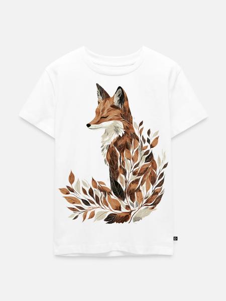 Fuchs Herbst Blätter Laub - Kinder Premium Bio T-Shirt - Weiß