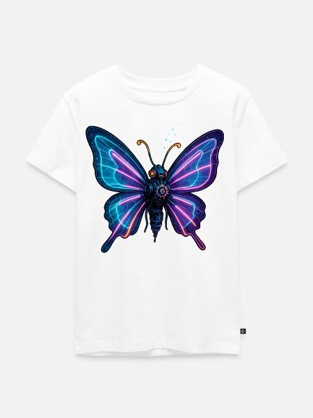 Neonflügel Metallschmetterling - Kinder Premium Bio T-Shirt - Weiß