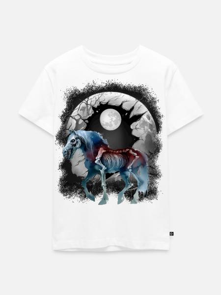 Halloween Pferde Pferd mystisch - Kinder Premium Bio T-Shirt - Weiß