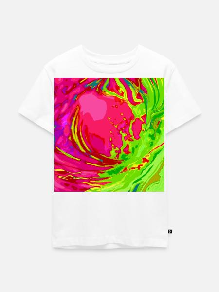 Neon Wirbel Farbenspiel - Kinder Premium Bio T-Shirt - Weiß