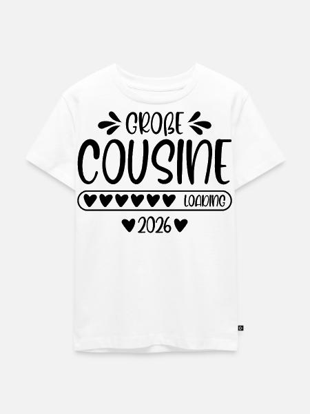 Große Cousine 2026 loading - Kinder Premium Bio T-Shirt - Weiß