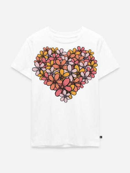 Blütenherz Blumenmuster - Kinder Premium Bio T-Shirt - Weiß