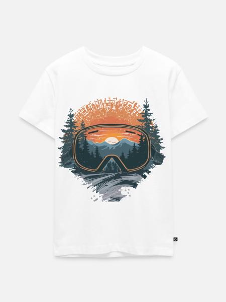 Skibrille Sonnenuntergang - Kinder Premium Bio T-Shirt - Weiß