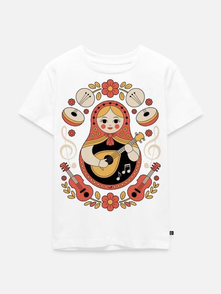 Matroschka Gitarren Folk Motiv - Kinder Premium Bio T-Shirt - Weiß