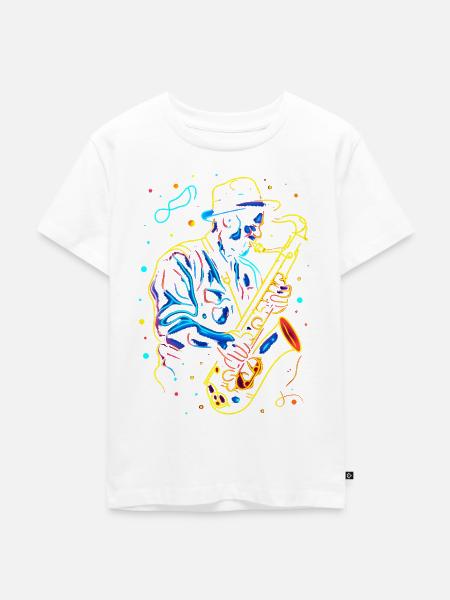 Saxophonist Großvater - Kinder Premium Bio T-Shirt - Weiß