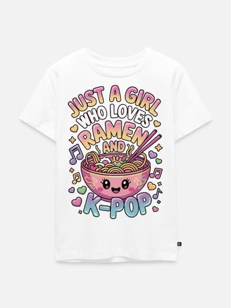 K-Pop Ramen Mädchen Motiv - Kinder Premium Bio T-Shirt - Weiß