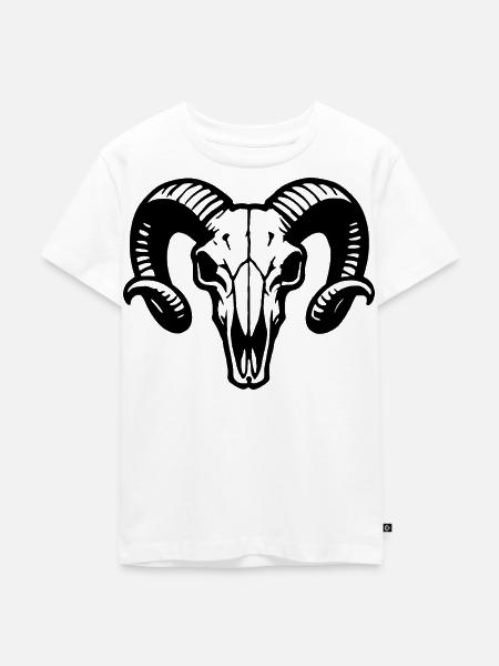 Widderkopf Schädel mit Hörnern - Rammbock - Kinder Premium Bio T-Shirt - Weiß