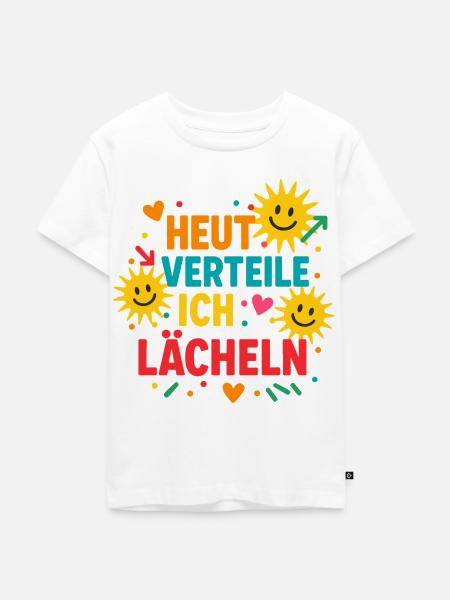 heute verteile ich lächeln, gute laune - Kinder Premium Bio T-Shirt - Weiß