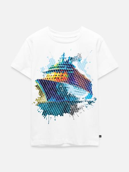 Schiff in buntem Aquarell - Kinder Premium Bio T-Shirt - Weiß