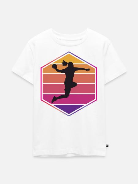 Handball Frau Silhouette - Kinder Premium Bio T-Shirt - Weiß