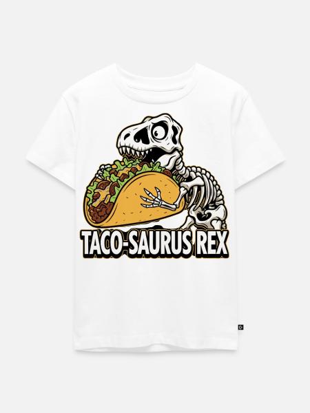 Taco-Saurus Rex Dino Taco Spruch - Kinder Premium Bio T-Shirt - Weiß