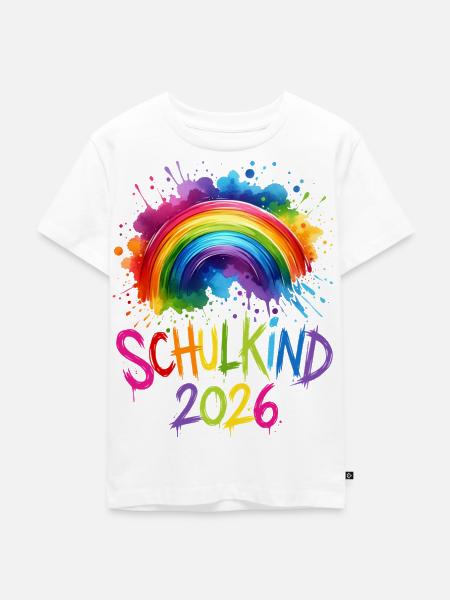 Schulkind 2026 Regenbogen - Kinder Premium Bio T-Shirt - Weiß