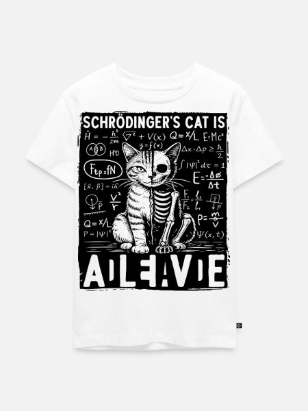 Schrödingers Cat Is Alive Dead - Kinder Premium Bio T-Shirt - Weiß