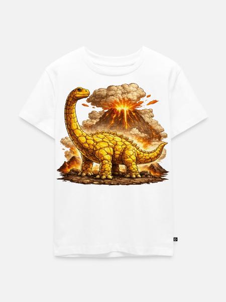 Brontosaurus Vulkaneruption - Kinder Premium Bio T-Shirt - Weiß