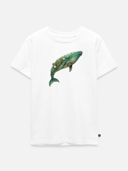 Steampunk Wal - Kinder Premium Bio T-Shirt - Weiß