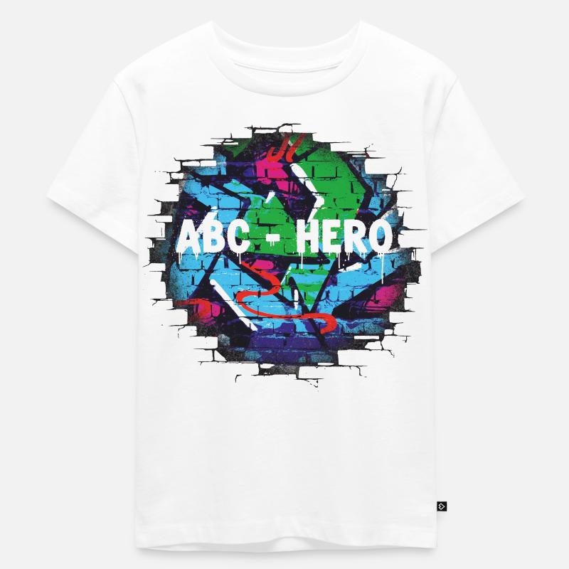 ABC HERO Graffiti Wall Design - T-shirt Premium bio Enfant - blanc
