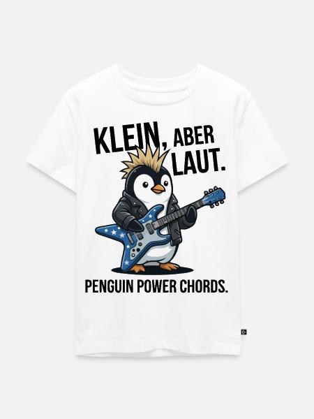 Pinguin Punk Rock Gitarre - Kinder Premium Bio T-Shirt - Weiß