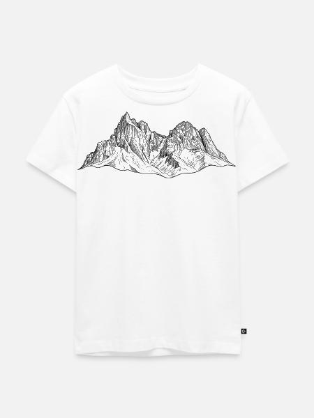 Schlern Massiv Dolomiten Silhouette | Bergsteiger - Kinder Premium Bio T-Shirt - Weiß