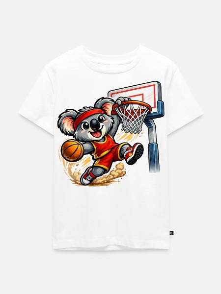 Süßer Koala mit Slam Dunk - Kinder Premium Bio T-Shirt - Weiß