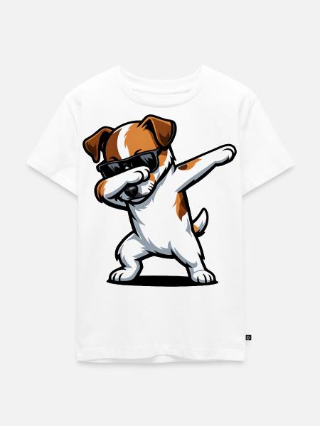 Dabbing Parson Russell Terrier - Kinder Premium Bio T-Shirt - Weiß