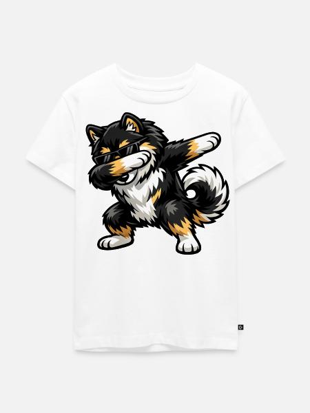 Dabbing Finnischer Lapphund - Kinder Premium Bio T-Shirt - Weiß