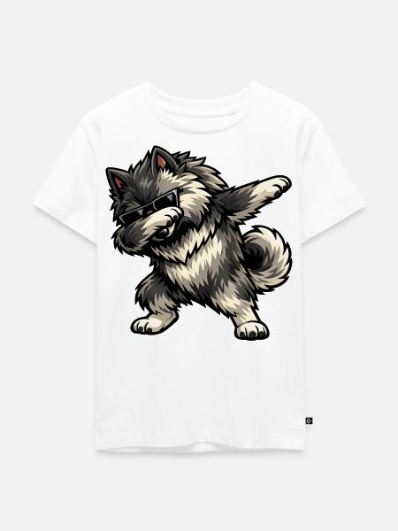 Dabbing Keeshond im Comic Stil - Kinder Premium Bio T-Shirt - Weiß