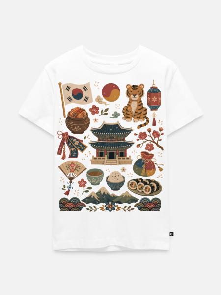 Südkorea | Tempel, Kimchi & Kultur - Kinder Premium Bio T-Shirt - Weiß
