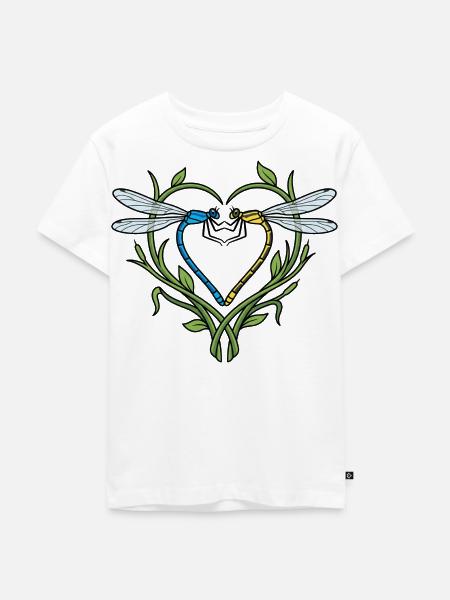 Libelle Herz - Kinder Premium Bio T-Shirt - Weiß