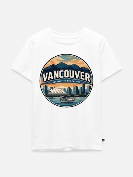 Retro Vancouver Harbour Reiseabzeichen - Kinder Premium Bio T-Shirt - Weiß