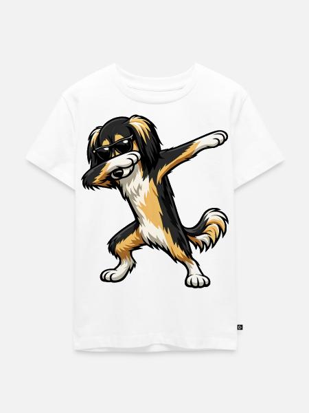 Dabbing Saluki im Comic Stil - Kinder Premium Bio T-Shirt - Weiß
