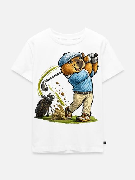 Süßes Capybara beim Golf - Kinder Premium Bio T-Shirt - Weiß