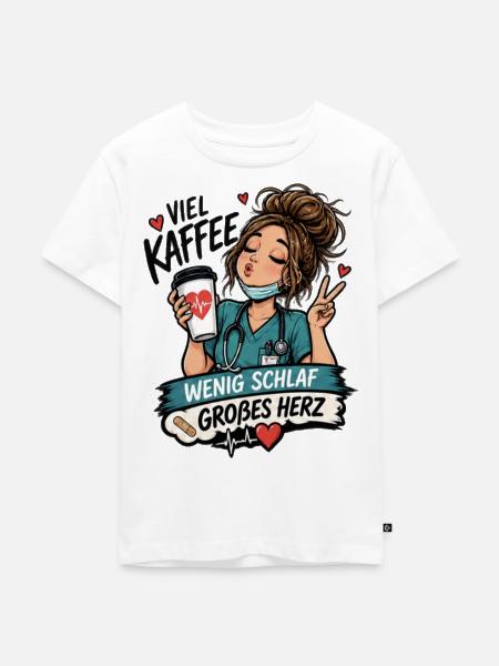 Wenig Schlaf Großes Herz – Krankenschwester - Kinder Premium Bio T-Shirt - Weiß