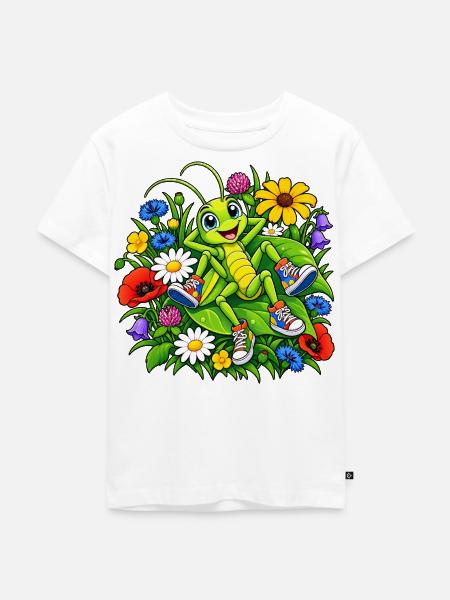 Grashüpfer Comic - Kinder Premium Bio T-Shirt - Weiß
