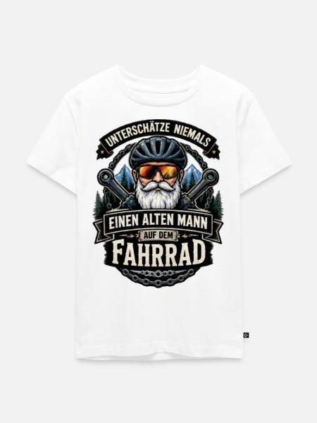 Alter Mann auf dem Fahrrad - Kinder Premium Bio T-Shirt - Weiß