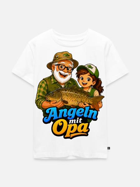 Angeln mit Opa - Kinder Premium Bio T-Shirt - Weiß