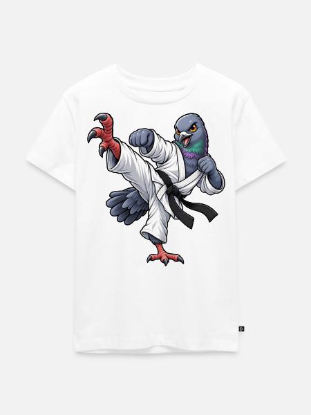 Taube beim Karate - Kinder Premium Bio T-Shirt - Weiß