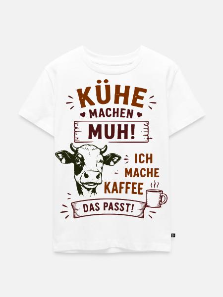 Kühe Muh Kaffee – Das Passt! - Kinder Premium Bio T-Shirt - Weiß