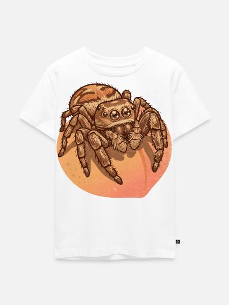 Spinne reitet Pfirsich - Kinder Premium Bio T-Shirt - Weiß