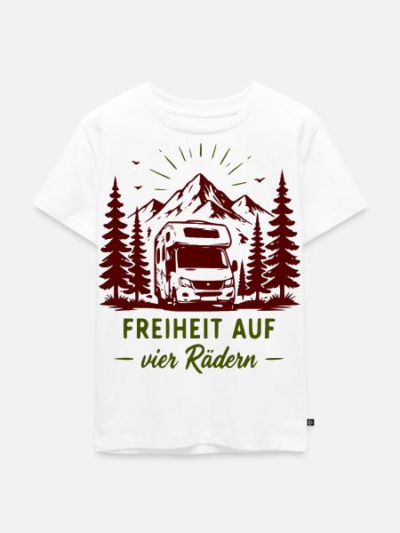 Freiheit auf vier Rädern Bergcamper - Kinder Premium Bio T-Shirt - Weiß