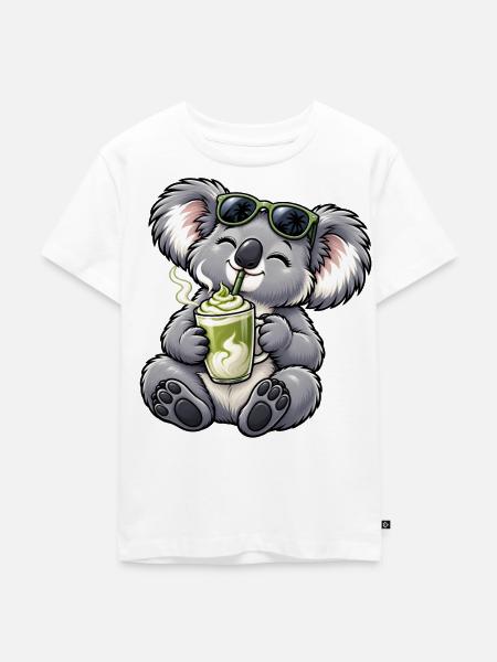 Süßer Koala mit Matcha Latte - Kinder Premium Bio T-Shirt - Weiß