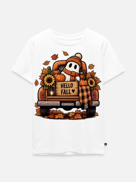 Herbsttruck mit Kürbissen - Kinder Premium Bio T-Shirt - Weiß