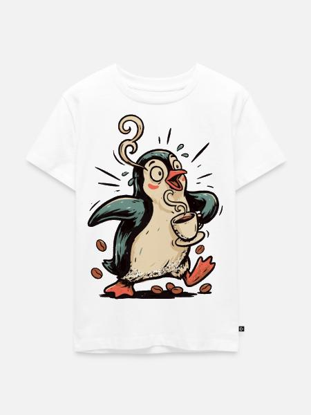 Pinguin Kaffeeliebhaber Koffein Kaffee - Kinder Premium Bio T-Shirt - Weiß