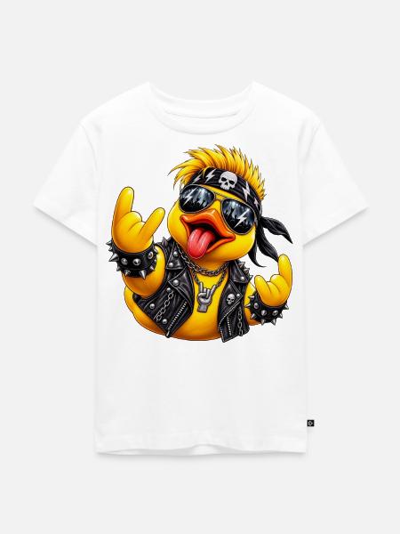 Punk Ente Lederjacke - Kinder Premium Bio T-Shirt - Weiß