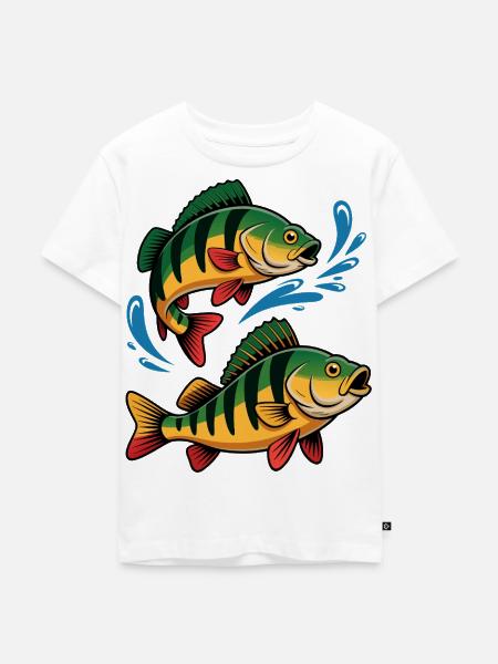 Barsch Angeln - Kinder Premium Bio T-Shirt - Weiß