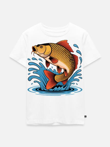 Karpfen Angeln - Kinder Premium Bio T-Shirt - Weiß