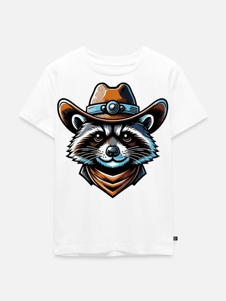 Western Waschbär - Kinder Premium Bio T-Shirt - Weiß