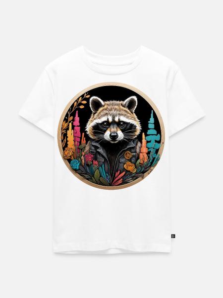 Cooler Waschbär - Kinder Premium Bio T-Shirt - Weiß