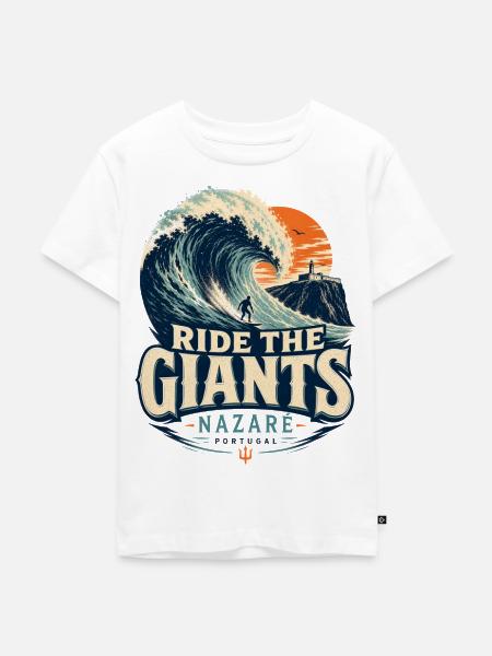 Nazaré Surfen - Kinder Premium Bio T-Shirt - Weiß