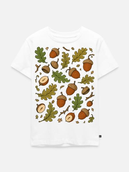 Eicheln & Eichenlaub | Wald Herbst Natur - Kinder Premium Bio T-Shirt - Weiß