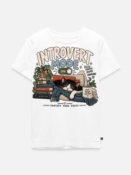 Introvert Mode Katze - Kinder Premium Bio T-Shirt - Weiß